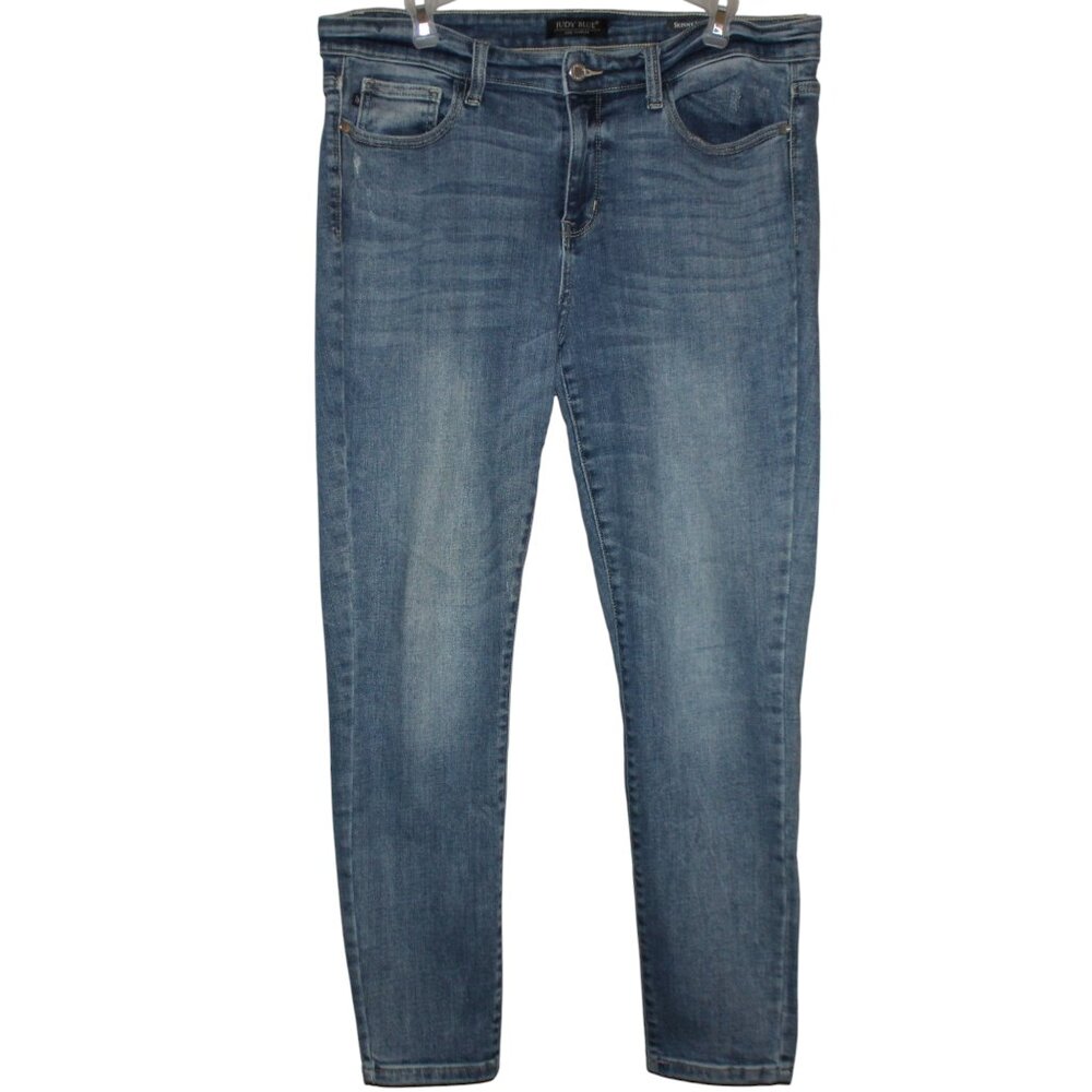 JUDY BLUE Skinny Fit Denim Jeans 15/32 High Rise Stretch Minimal Classic Blue